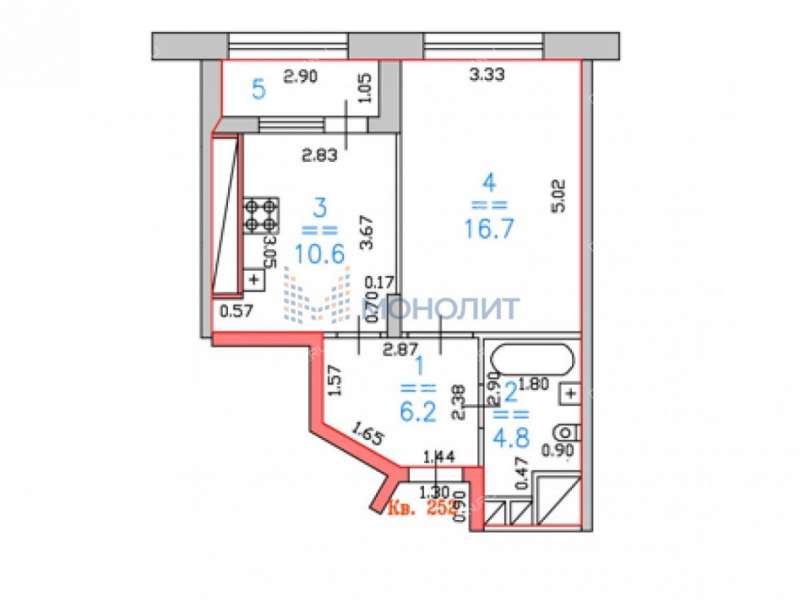 однокомнатная квартира на улице Владимира Высоцкого дом 1