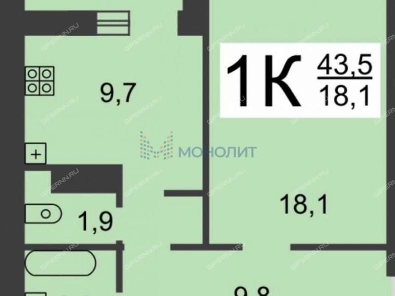 однокомнатная квартира на Бурнаковской улице дом 83