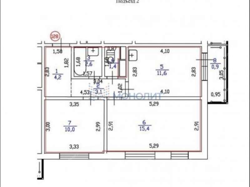 двухкомнатная квартира на улице Бориса Видяева дом 30