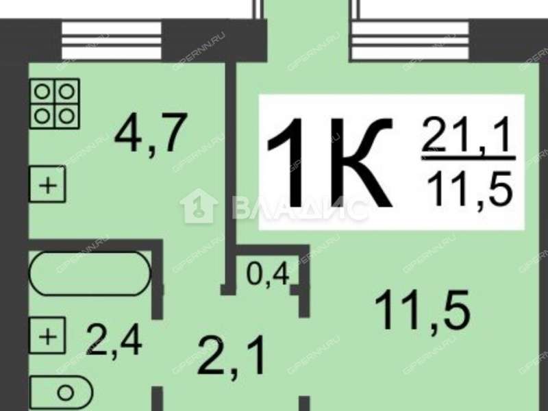 однокомнатная квартира на улице Федосеенко дом 13