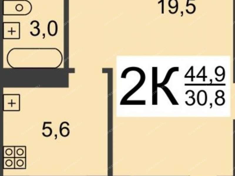 двухкомнатная квартира в Моторном переулке дом 2 к4