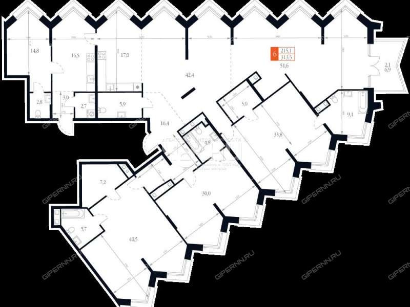шестикомнатная квартира в новостройке на Черниговской улице