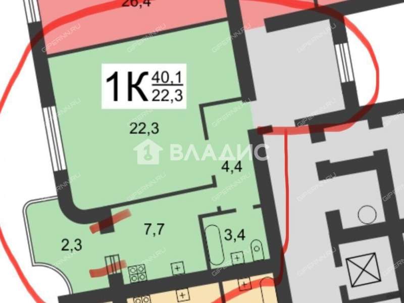 однокомнатная квартира на улице Плотникова дом 4