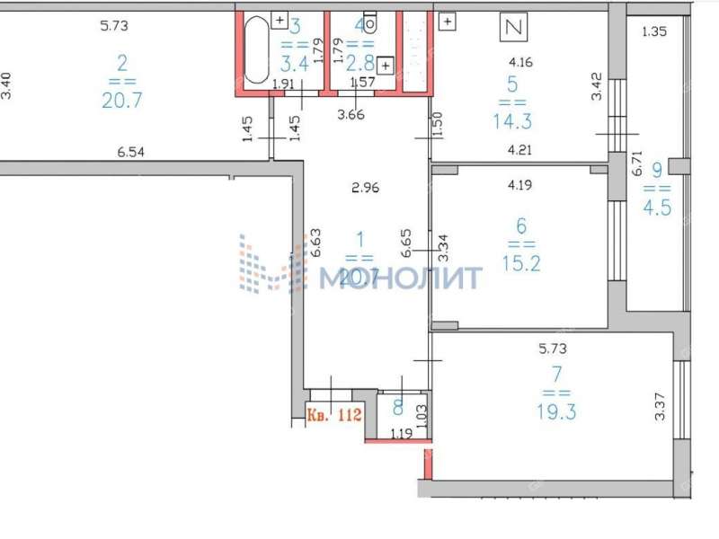 трёхкомнатная квартира на Лысогорской улице дом 89 к2