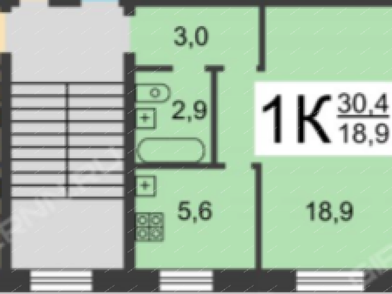 однокомнатная квартира на улице Героя Советского Союза Прыгунова дом 29