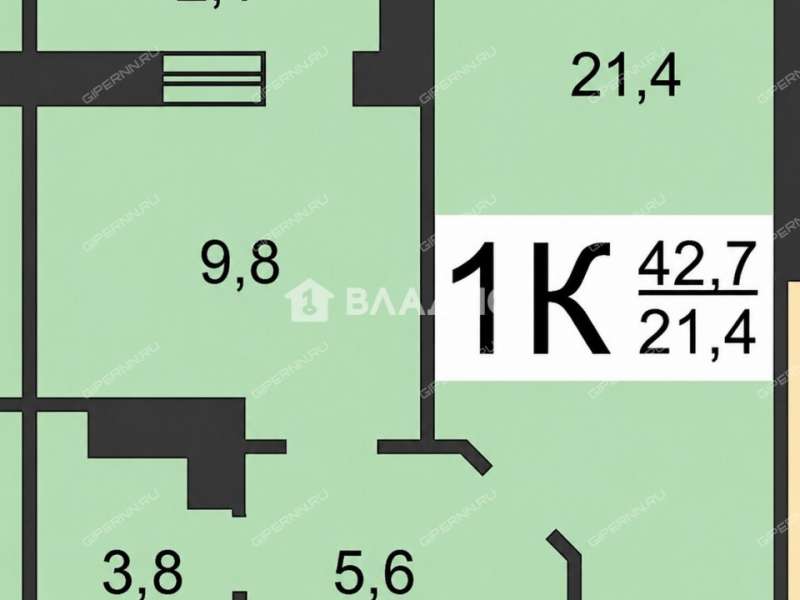 однокомнатная квартира на улице Нижне-Печерская дом 15