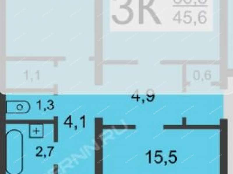 комната в доме 9 на Молодёжном проспекте