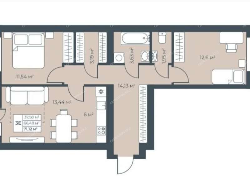 трёхкомнатная квартира на инженера Шухова кв-л город Выкса