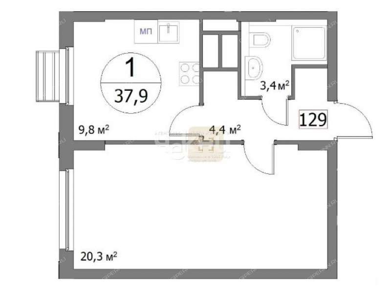 однокомнатная квартира на улице Сергея Акимова