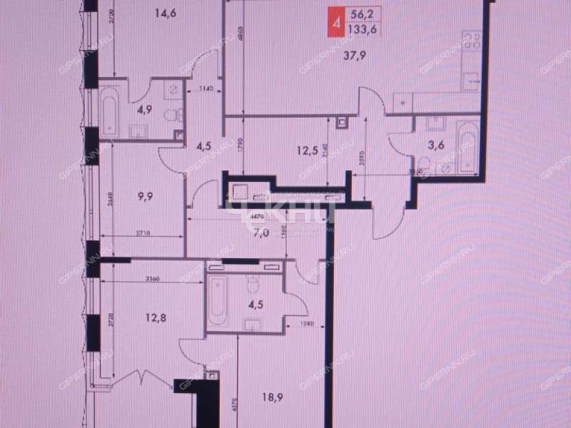четырёхкомнатная квартира в новостройке на Черниговской улице