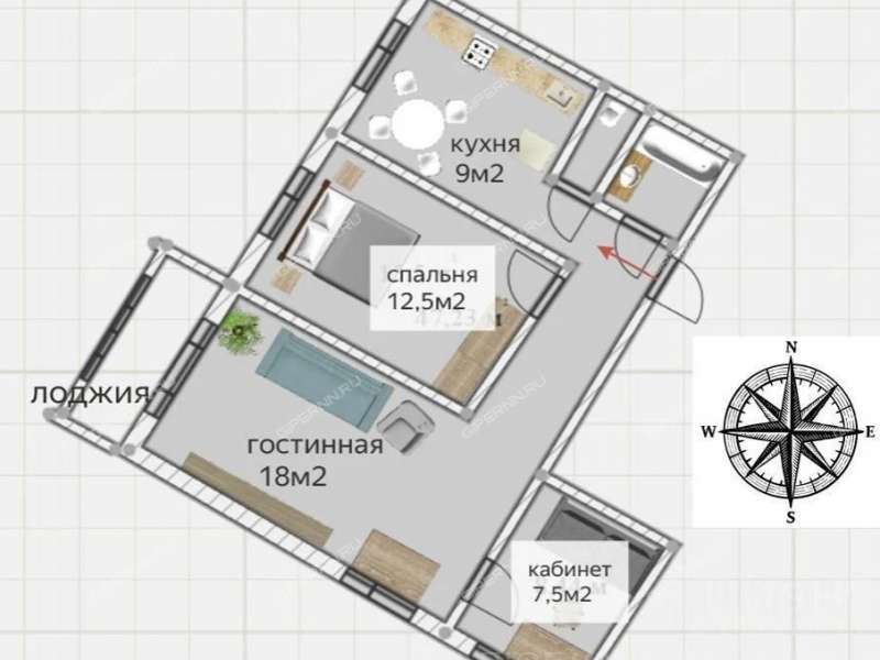 трёхкомнатная квартира на улице Александра Люкина дом 7