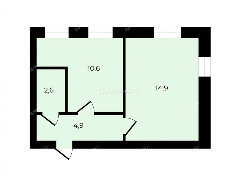 однокомнатная квартира на улице Крупской дом 18 город Семёнов