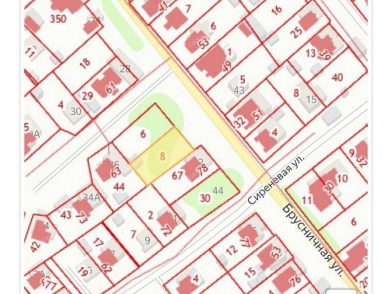 земельный участок 9,5 сотки Брусничная улица