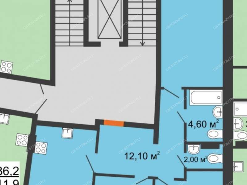 трёхкомнатная квартира в 6-м микрорайоне дом 36 город Кстово